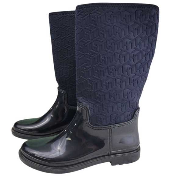 Tommy Hilfiger Womens SARAY' 8M NavyRubbber/Neoprene Knee High Ran Boot Size 10 - Picture 2 of 11